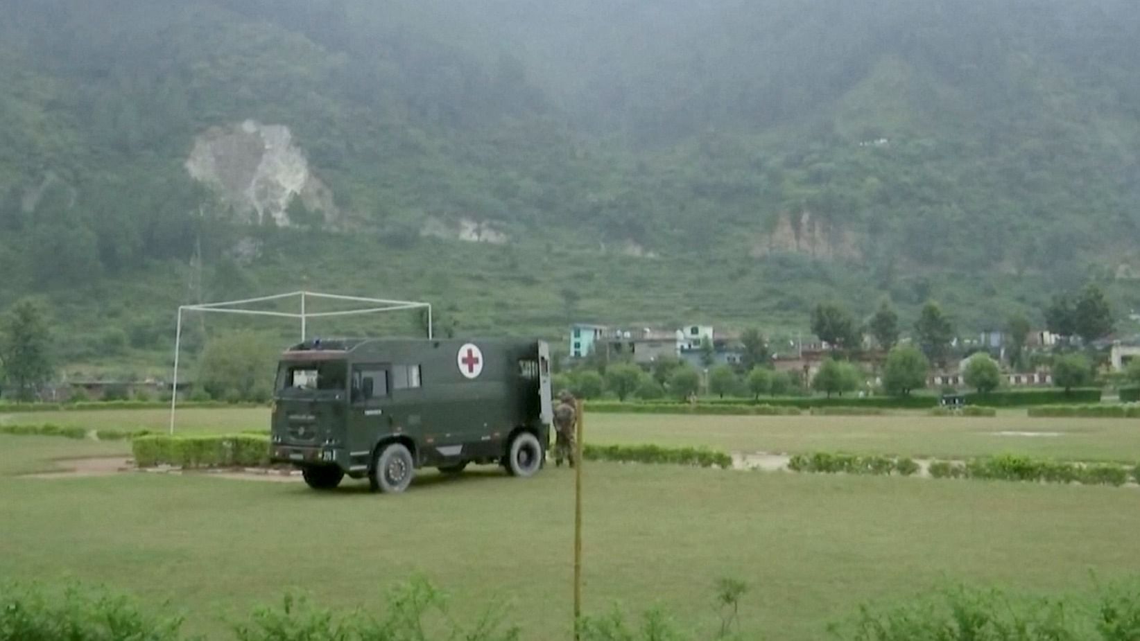 An army ambulance is parked following an avalanche in the Himalayas, in Uttarkashi. Credit: Reuters Photo