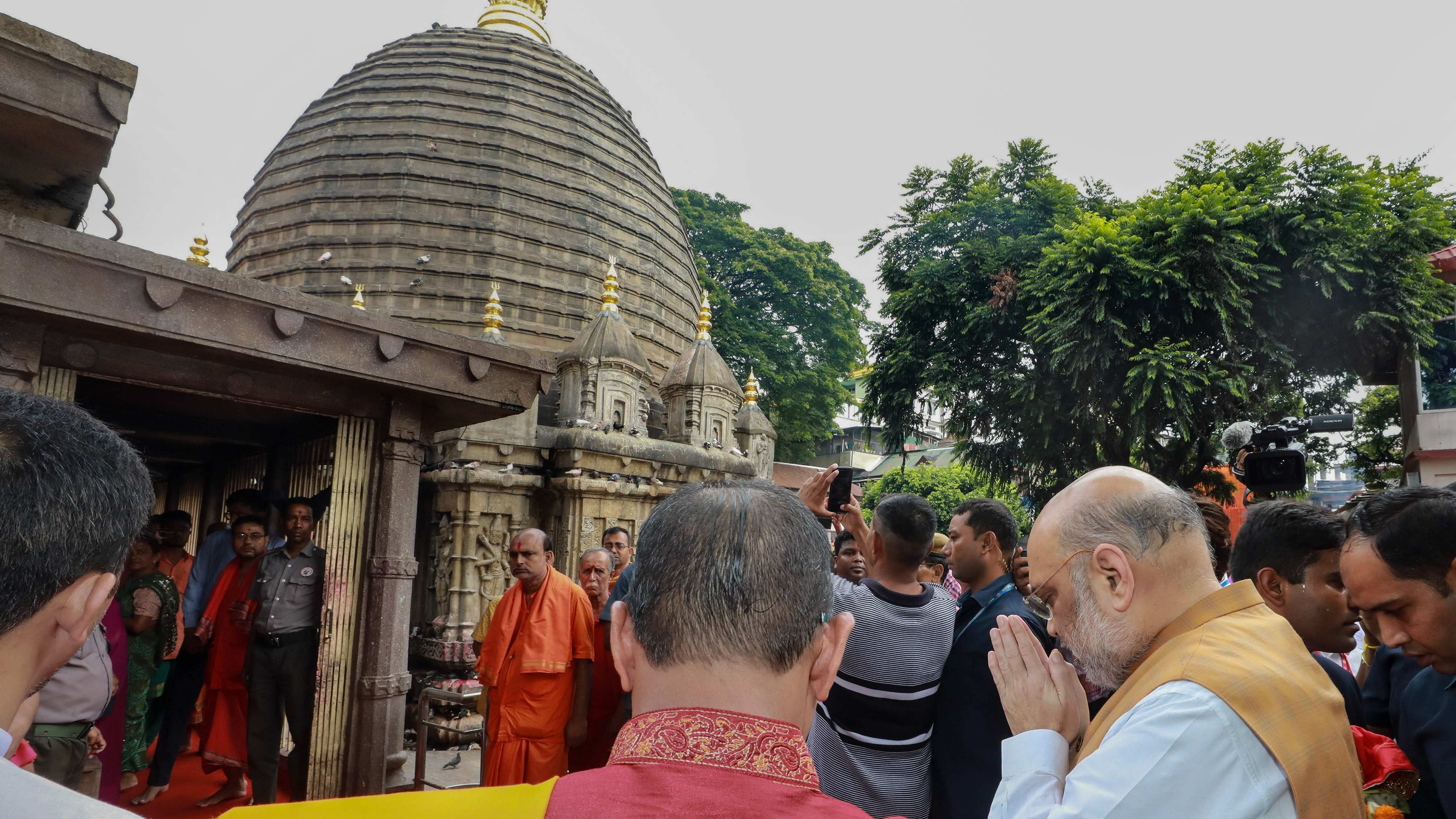 He was received at the temple by senior 'Dolois' (priests) and office bearers of the Kamakhya Devalaya. Credit: PTI Photo