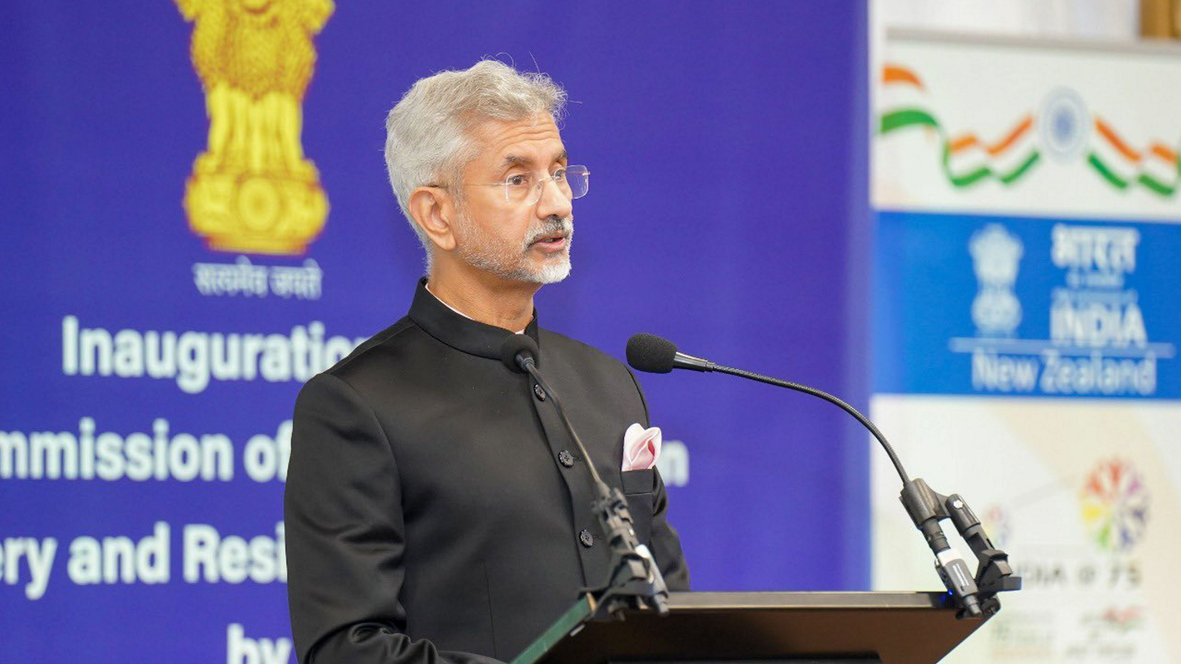 In New Zealand on an official visit, Jaishankar said the cooperation between the two nations on the cricket field is an example for other countries to follow. Credit: PTI Photo