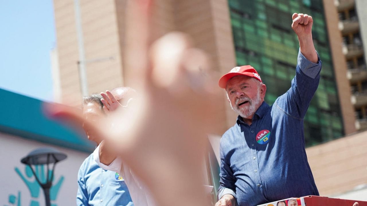 Former president of Brazil and current presidential candidate Luiz Inacio Lula da Silva attends march in Campinas. Credit: Reuters photo