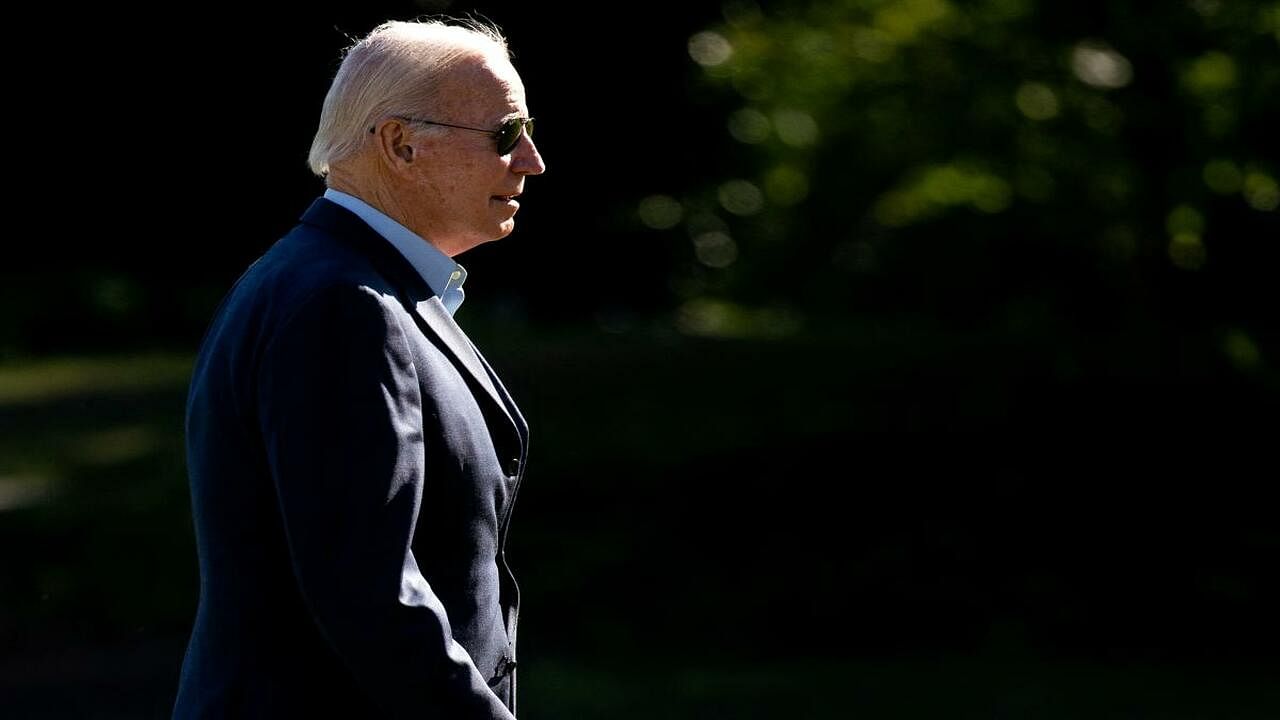 US President Joe Biden disembarks Marine One on the South Lawn of the White House. Credit: AFP Photo