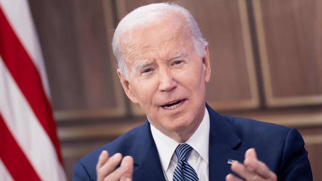 US President Joe Biden speaks from the South Court Auditorium of the White House. Credit: AFP Photo