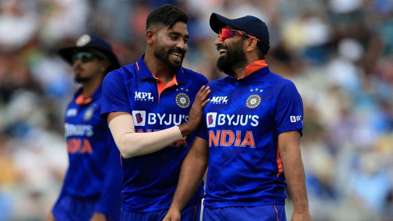 India pacers Mohammed Siraj and Mohammed Shami. Credit: AFP Photo