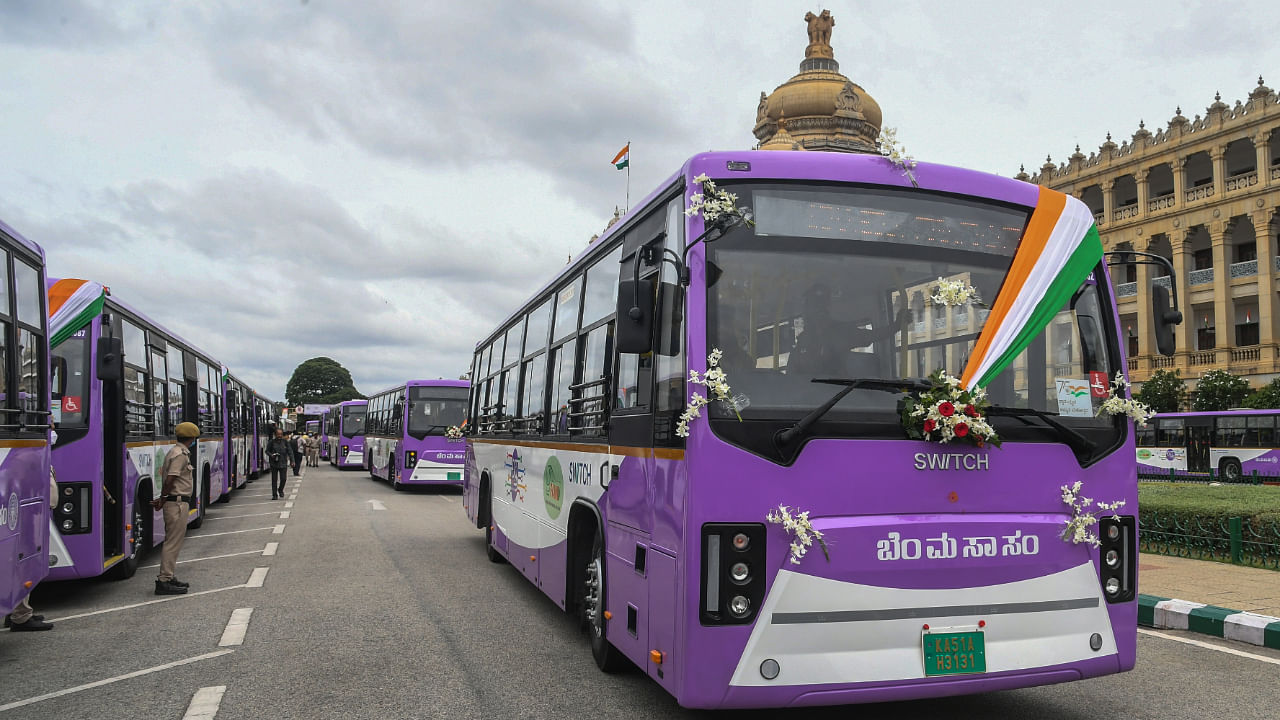 BMTC's electric buses. Credit: DH File Photo