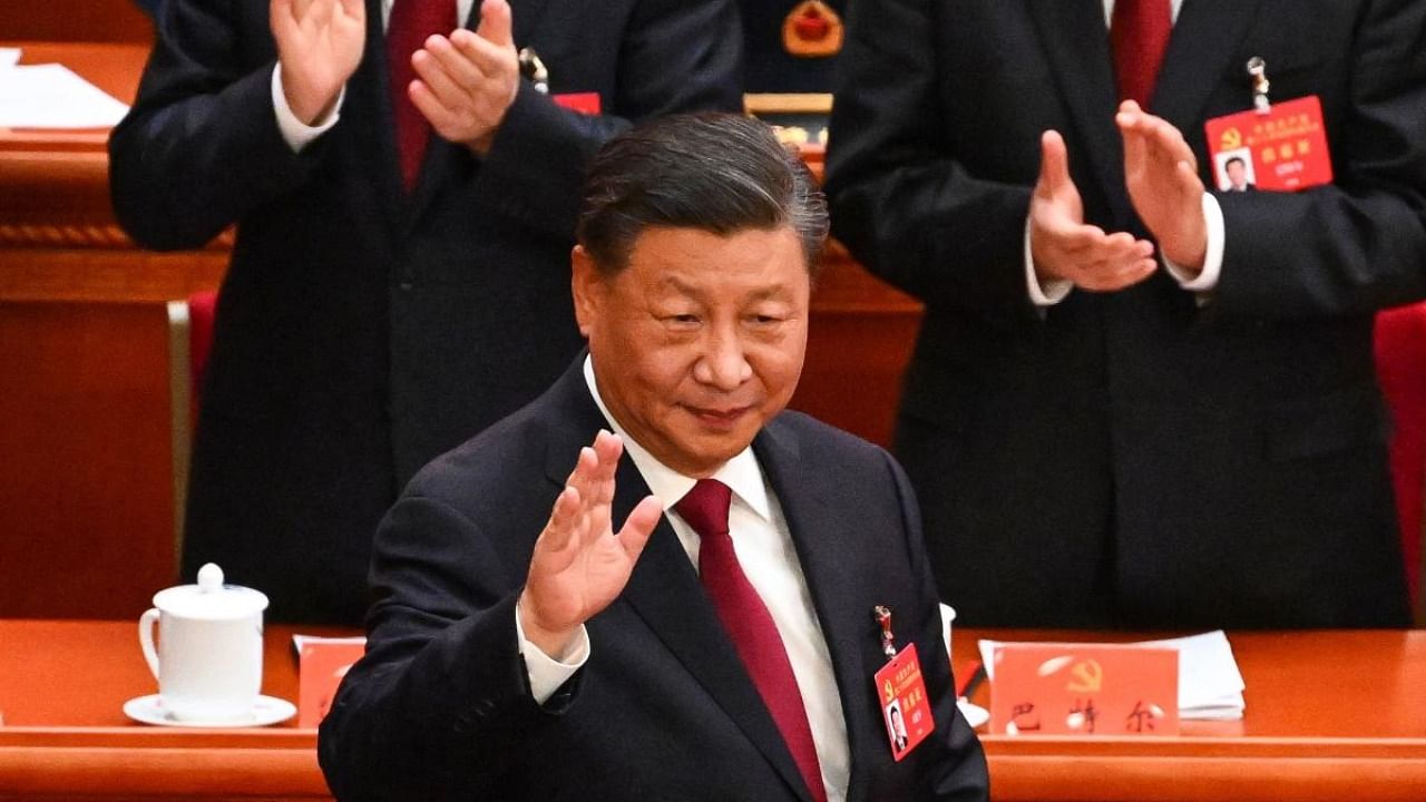 China's President Xi Jinping arrives for the opening session of the 20th Chinese Communist Party's Congress at the Great Hall of the People in Beijing. Credit: AFP Photo