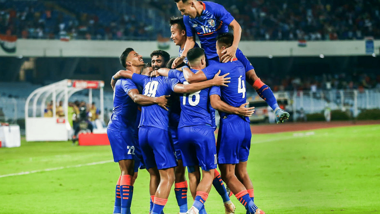 Indian team after qualifying for the Asian Cup 2023. Credit: PTI Photo