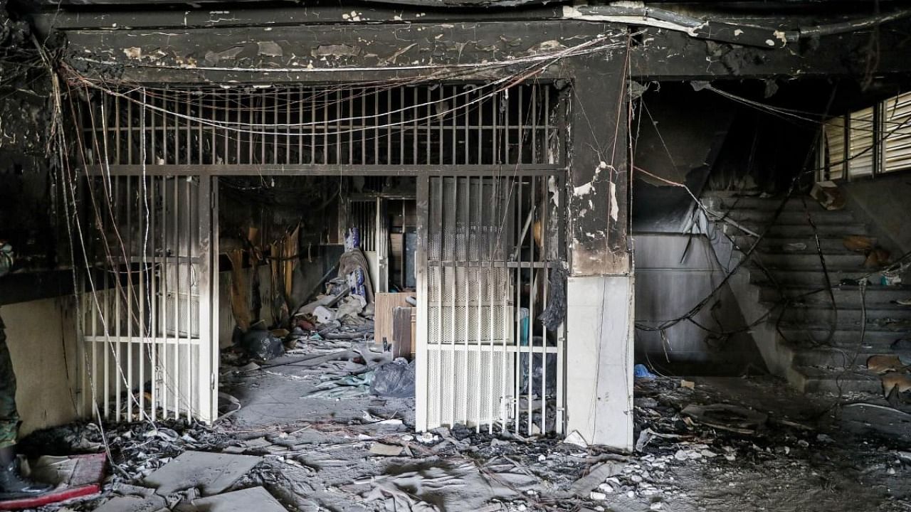A picture obtained from the Iranian Mizan News Agency on October 16, 2022 shows damage caused by a fire in the notorious Evin prison, northwest of the Iranian capital Tehran. Credit: AFP Photo