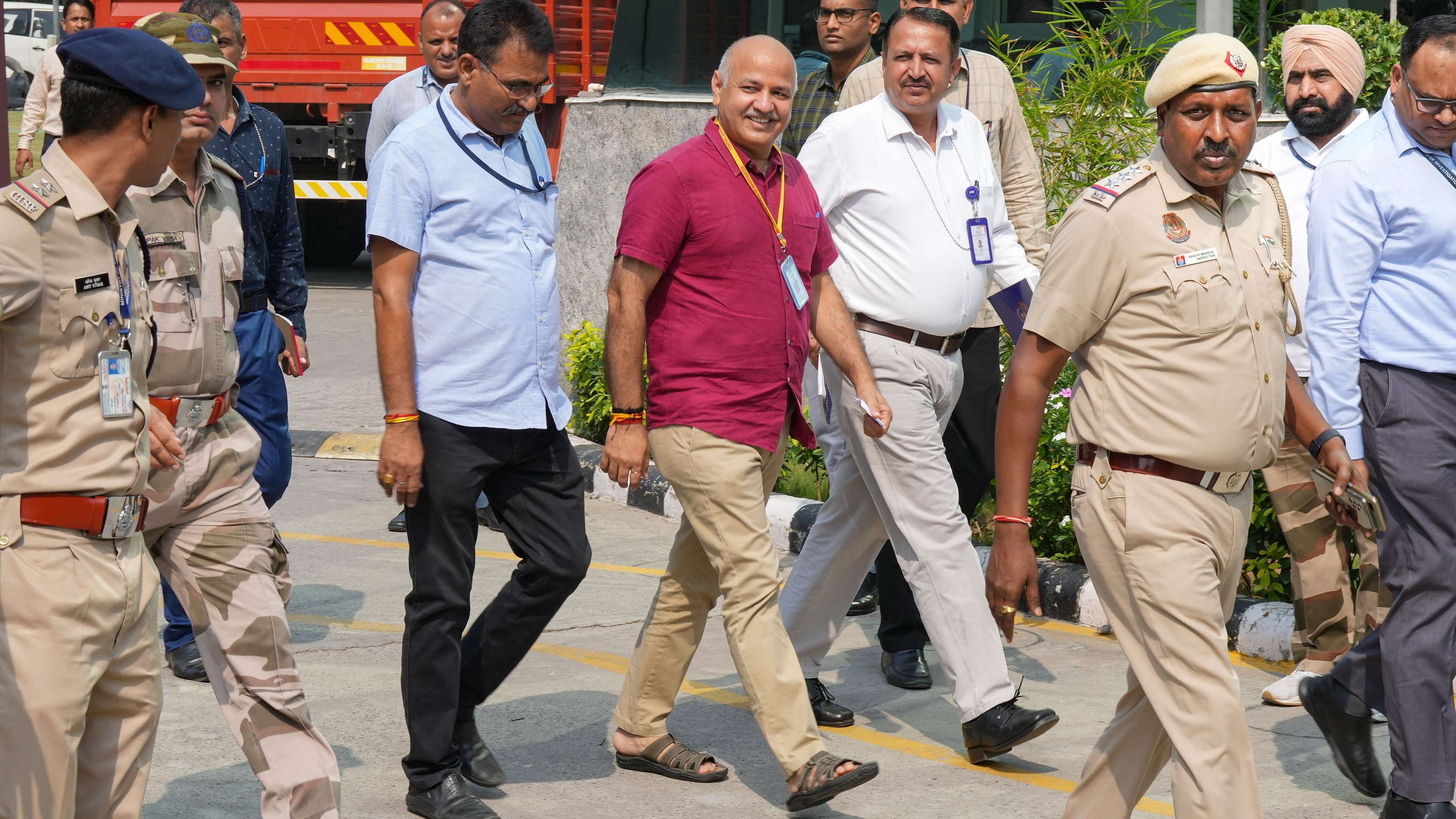 Manish Sisodia arrives at the CBI headquarters. Credit: PTI Photo