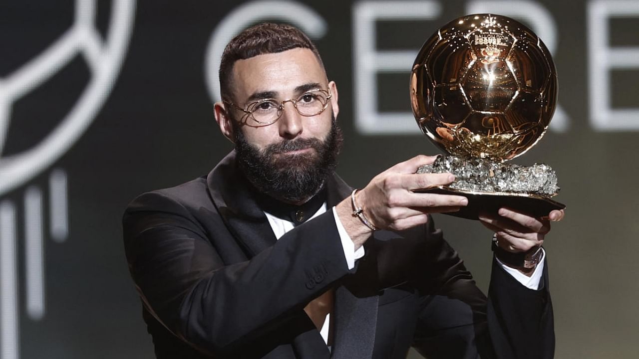 Real Madrid's Karim Benzema after winning the Ballon d'Or. Credit: Reuters Photo