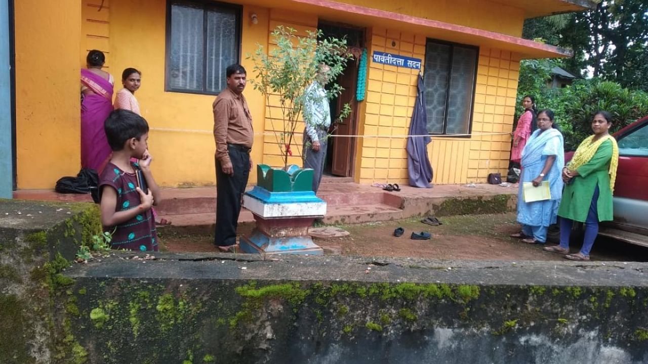 Members of a women's Self-Help Group conducting a survey of a property in a village in Uttara Kannada district. Credit: Special Arrangement