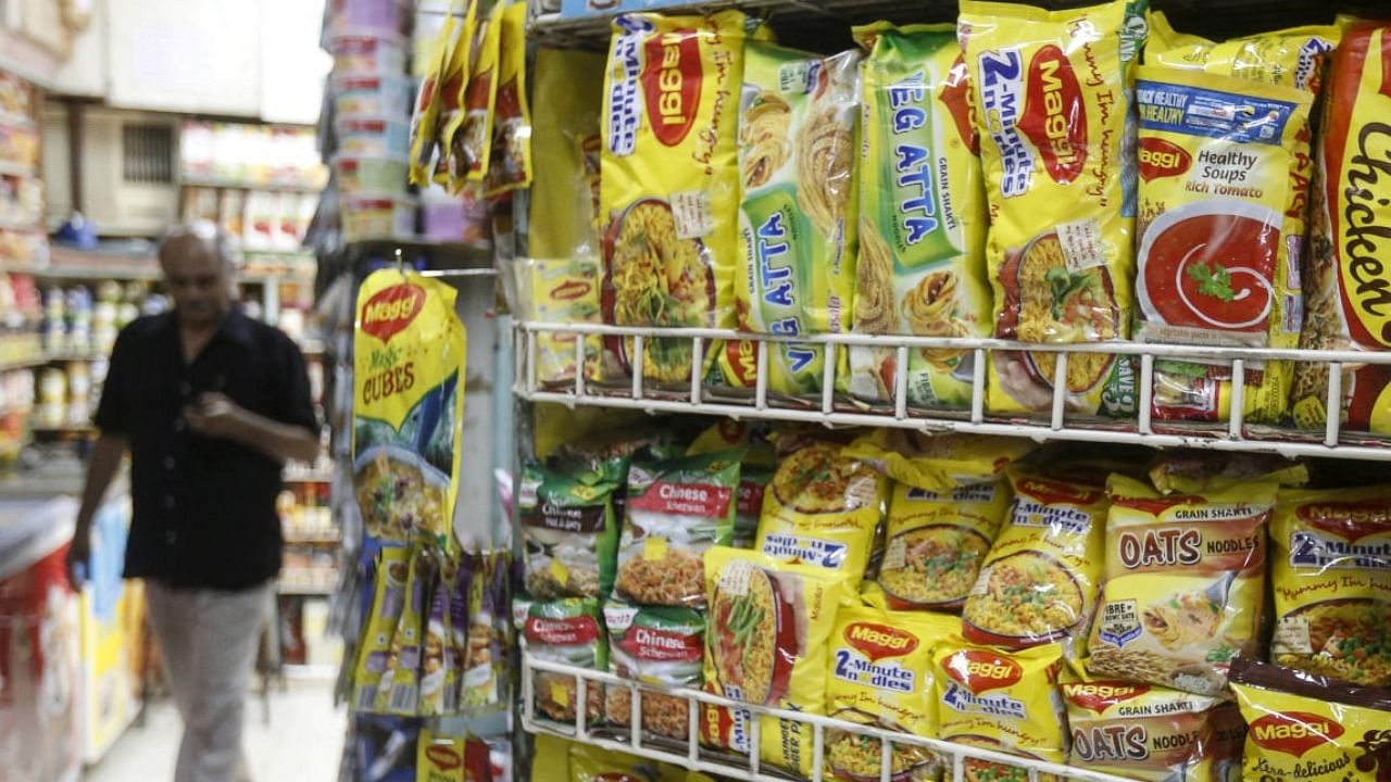 Packets of Nestle's Maggi noodles seen on a supermarket's shelves. Credit: Reuters Photo