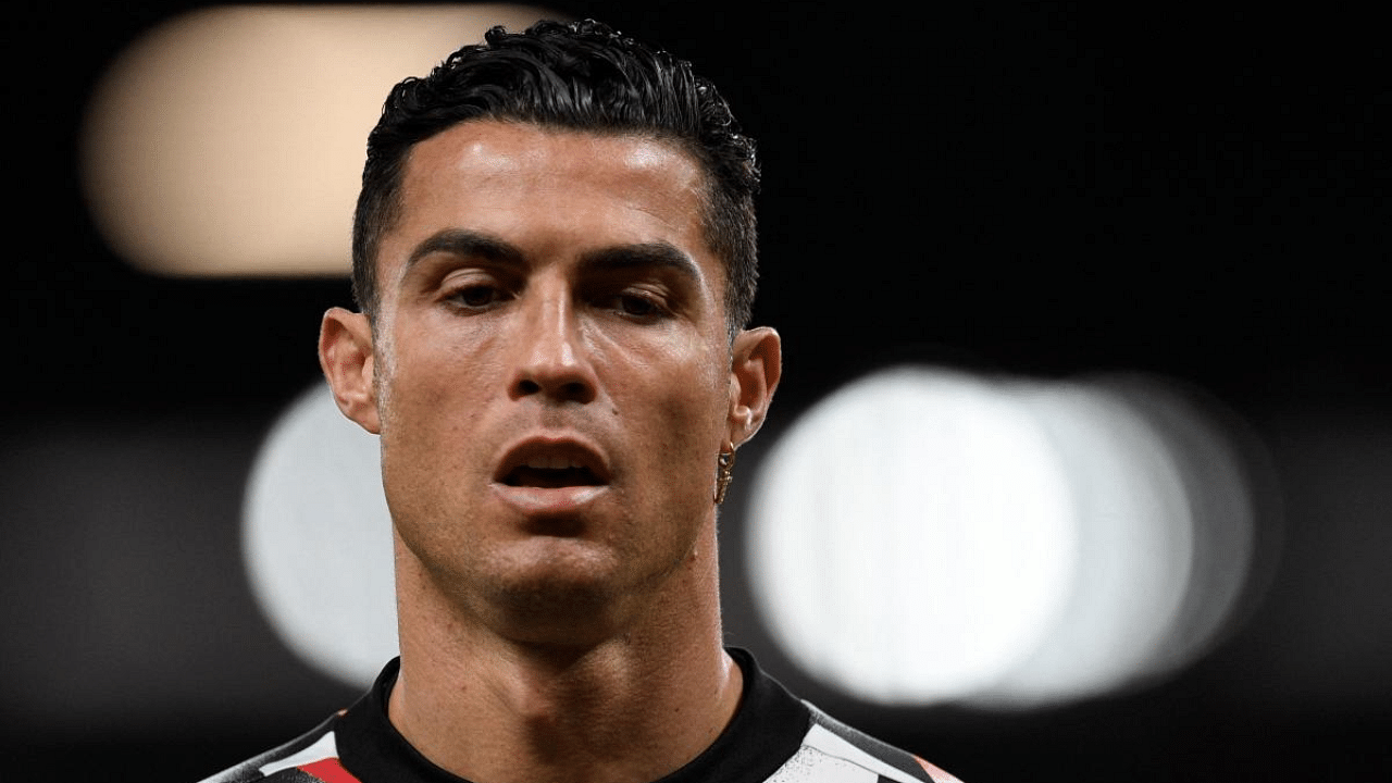 Ronaldo during the warm-up ahead of United's game against Spurs. Credit: AFP Photo