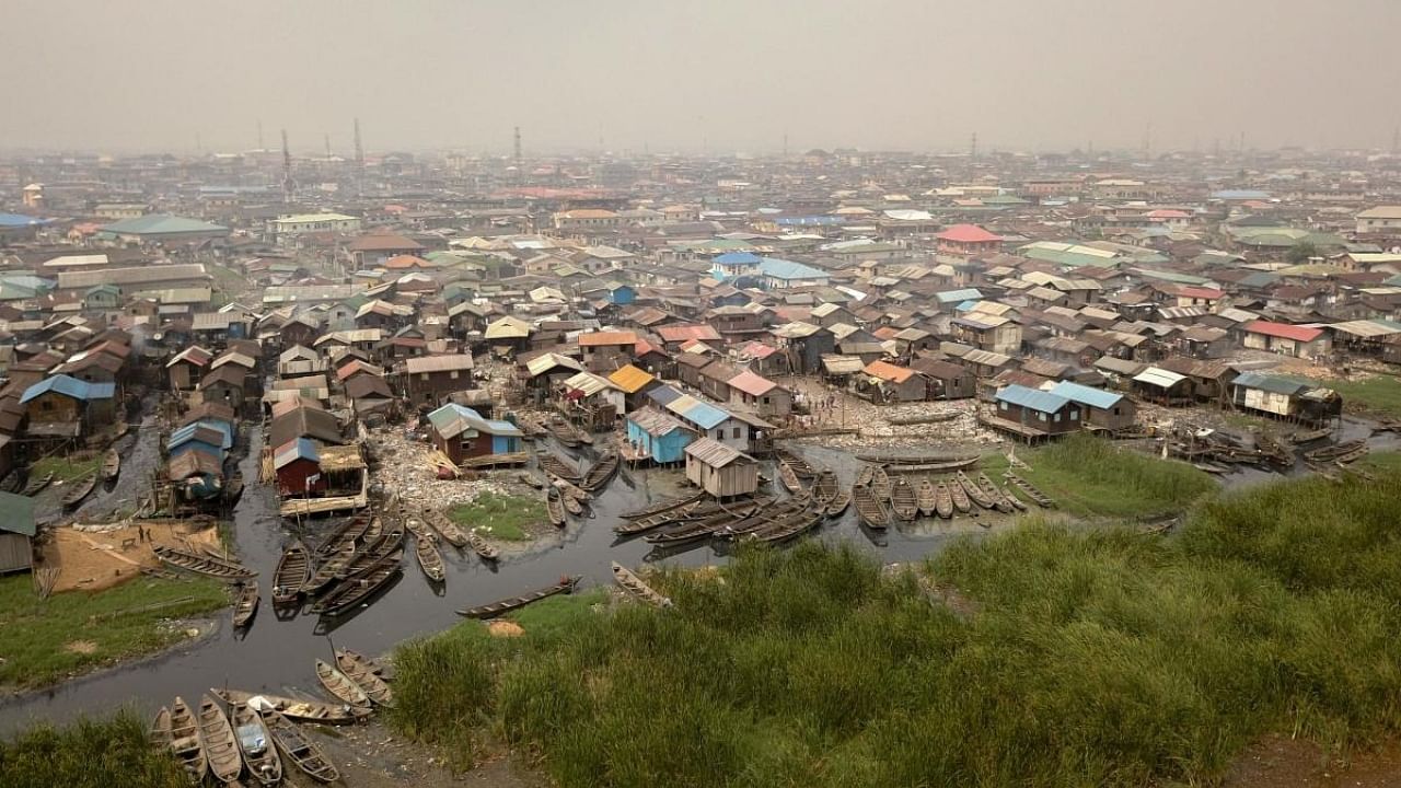 A shanty slum built on stilts in the Bariga waterfront fishing community in Lagos, Nigeria. Credit: AFP File Photo