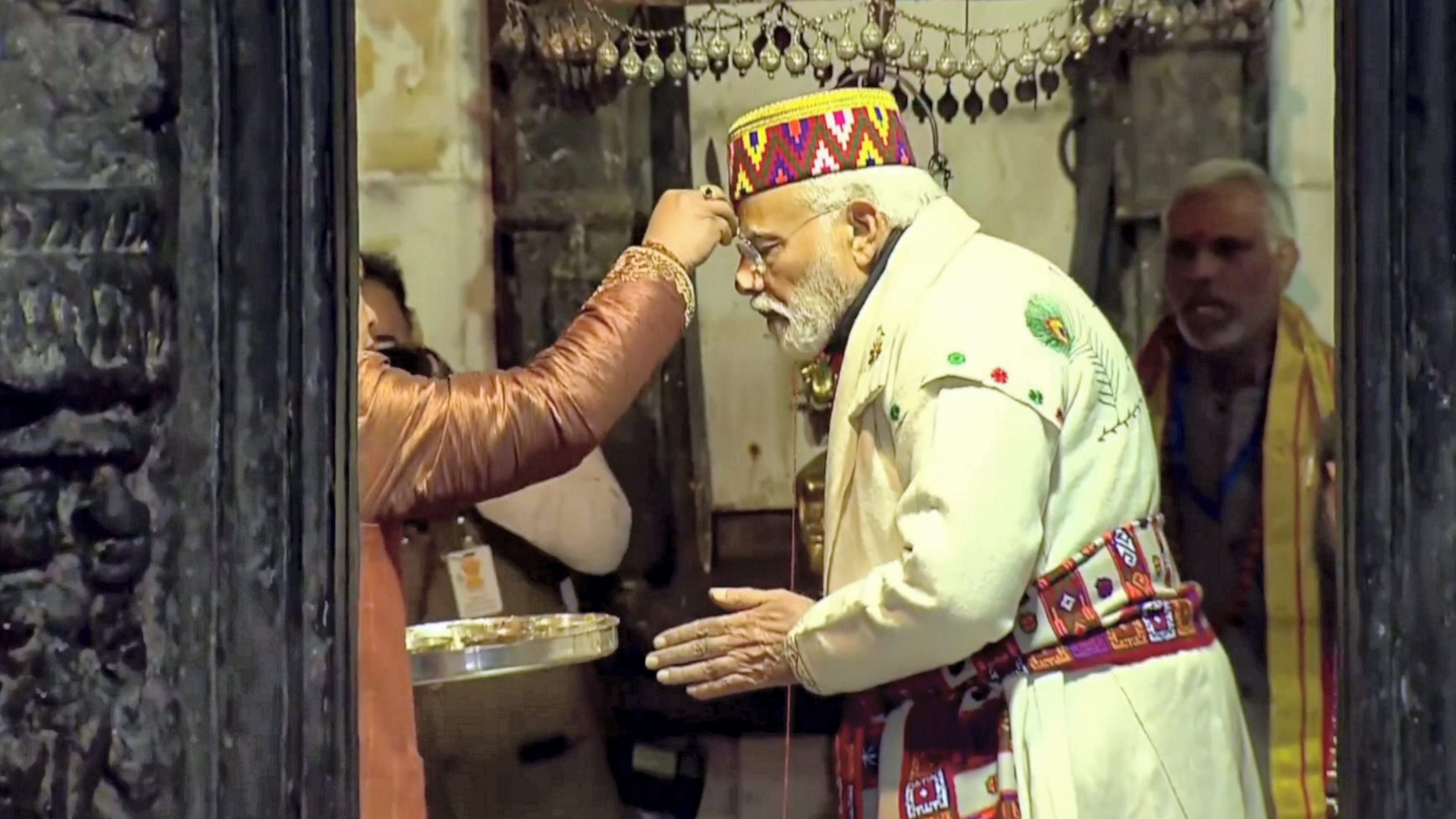 Modi during his visit to the Kedarnath temple. Credit: PTI Photo