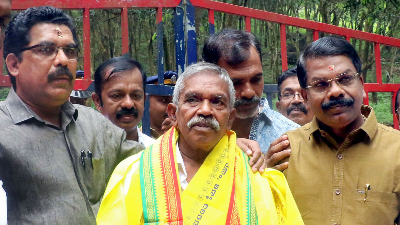 Chandran, alias Manichan, who was convicted for the Kalluvathukkal hooch tragedy, released from prison after serving his sentence, in Thiruvananthapuram. Credit: PTI Photo