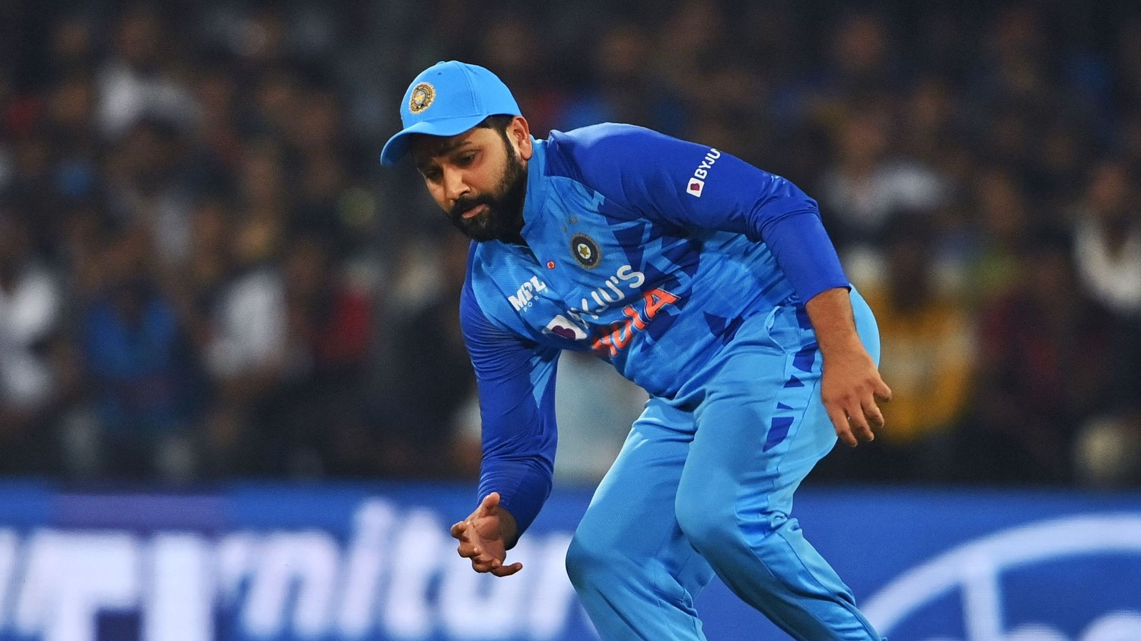 "Pressure is constant. I term it as a challenge to win against Pakistan. Also we haven't won an ICC event for nine years and with a team like this, it is disappointing," Rohit Sharma said. Credit: AFP Photo