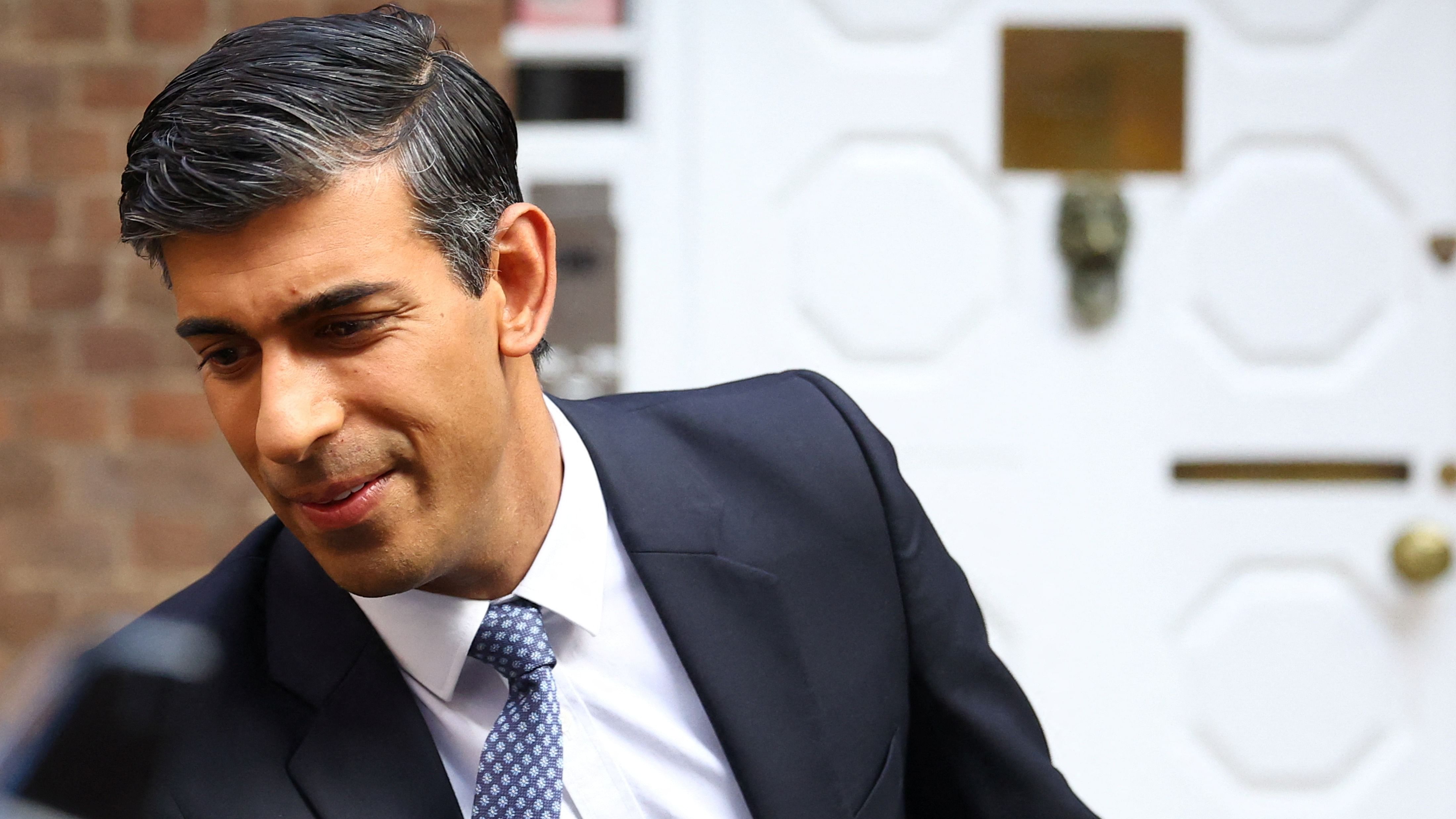 Britain's Conservative MP Rishi Sunak walks next to his campaign headquarters in London, Britain, October 24. Credit: Reuters Photo