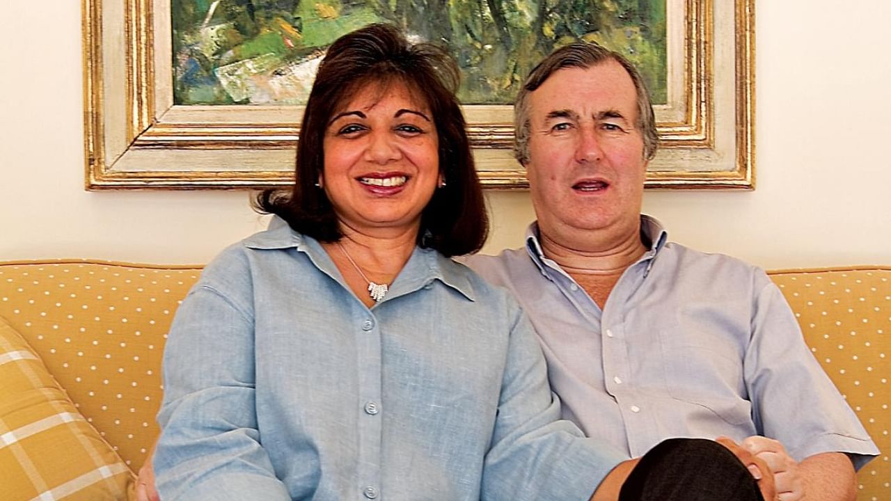 Kiran Mazumdar Shaw and her late husband John Shaw. Credit: Special Arrangement