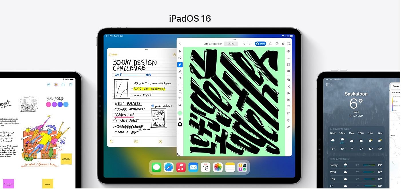 Apple iPadOS 16 software update. Credit: Appple