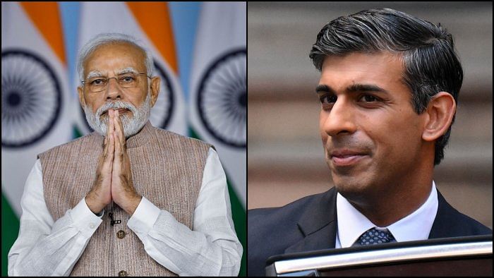 Narendra Modi (left) and Rishi Sunak (right). Credit: PTI, AFP Photos