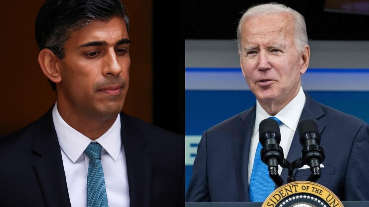 Rishi Sunak(L) and Joe Biden also agreed to address the challenges posed by China. Credit: AFP & Reuters Photo