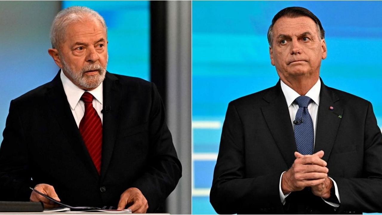 Brazil's presidential candidates Luiz Inacio Lula da Silva (L) and Jair Bolsonaro. Credit: AFP Photo