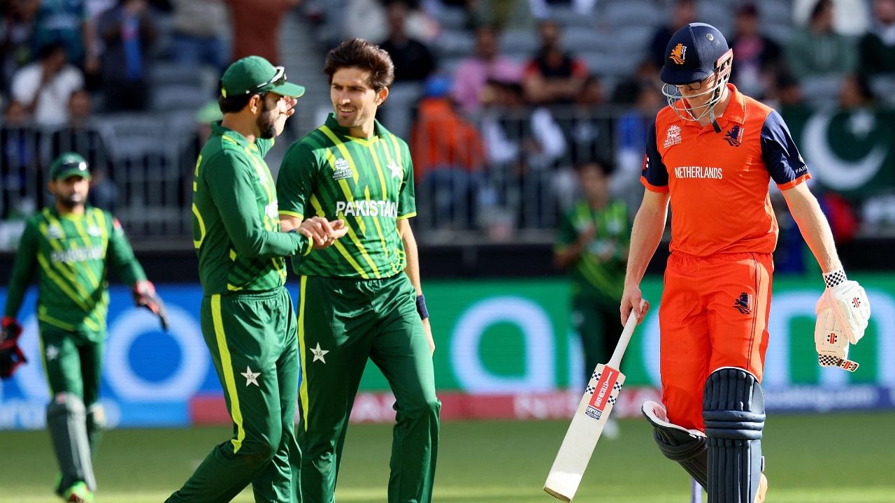 Opting to bat, Netherlands found the going tough as they were reduced to 26 for three in 8.1 overs. Credit: AFP Photo