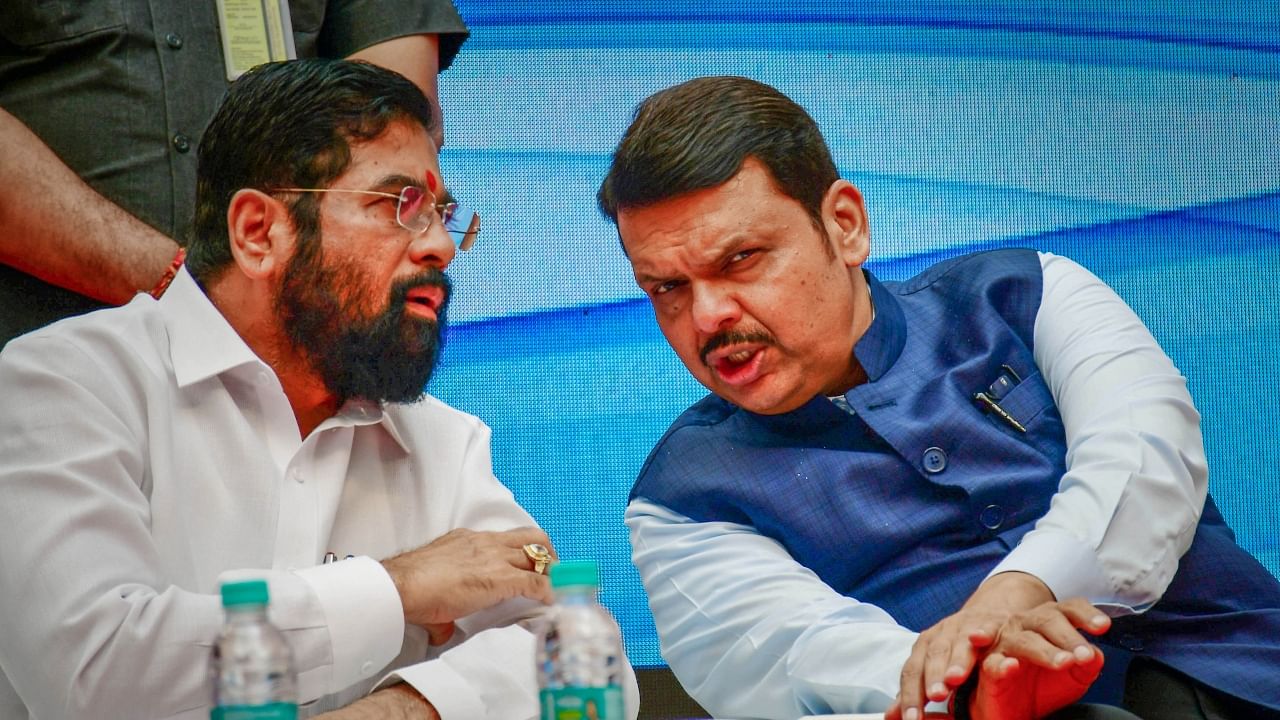 Maharashtra Chief Minister Eknath Shinde (L) and Deputy Chief Minister Devendra Fadnavis (R). Credit: PTI File Photo