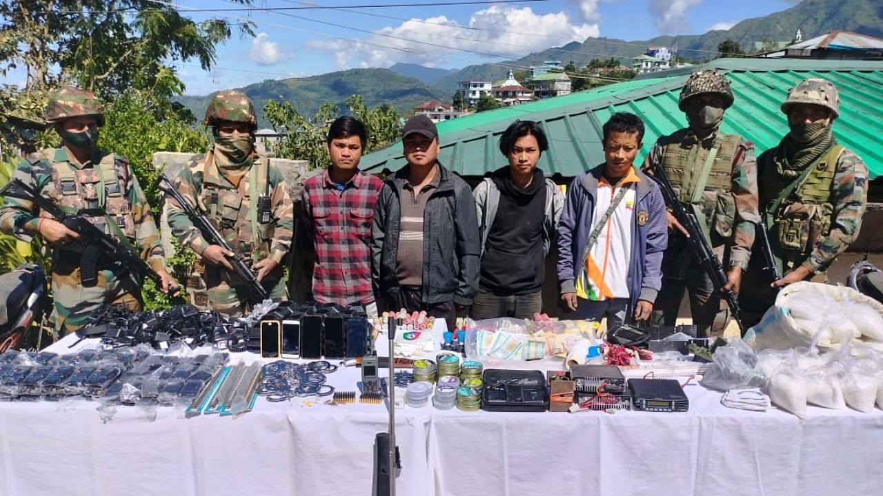A new stockpile of weapons was recovered on Sunday from Siaha district in Mizoram by the Assam Rifles. Credit: Assam Rifles