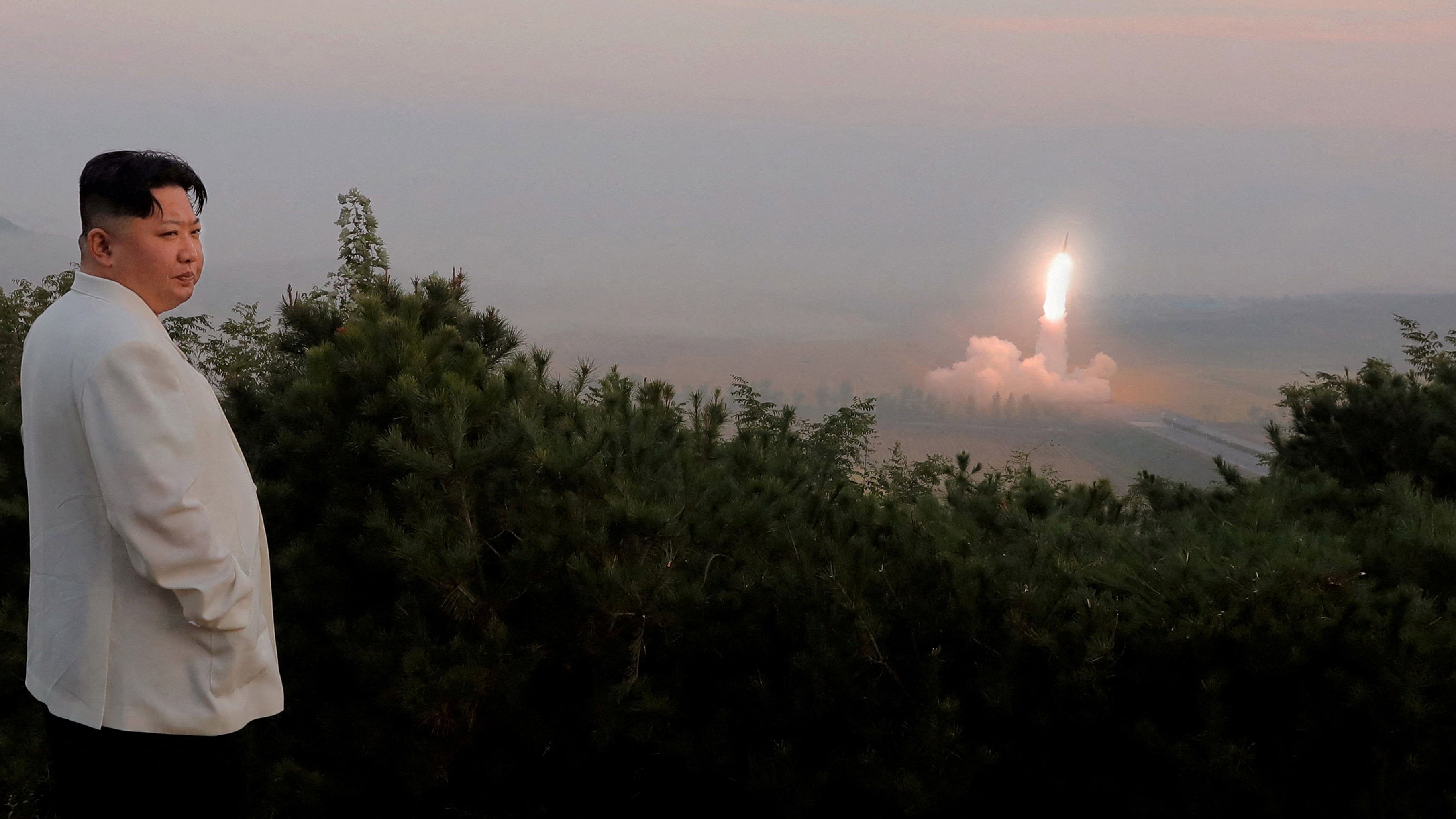 North Korea's leader Kim Jong Un oversees a missile launch at an undisclosed location in North Korea. Credit: Reuters File Photo