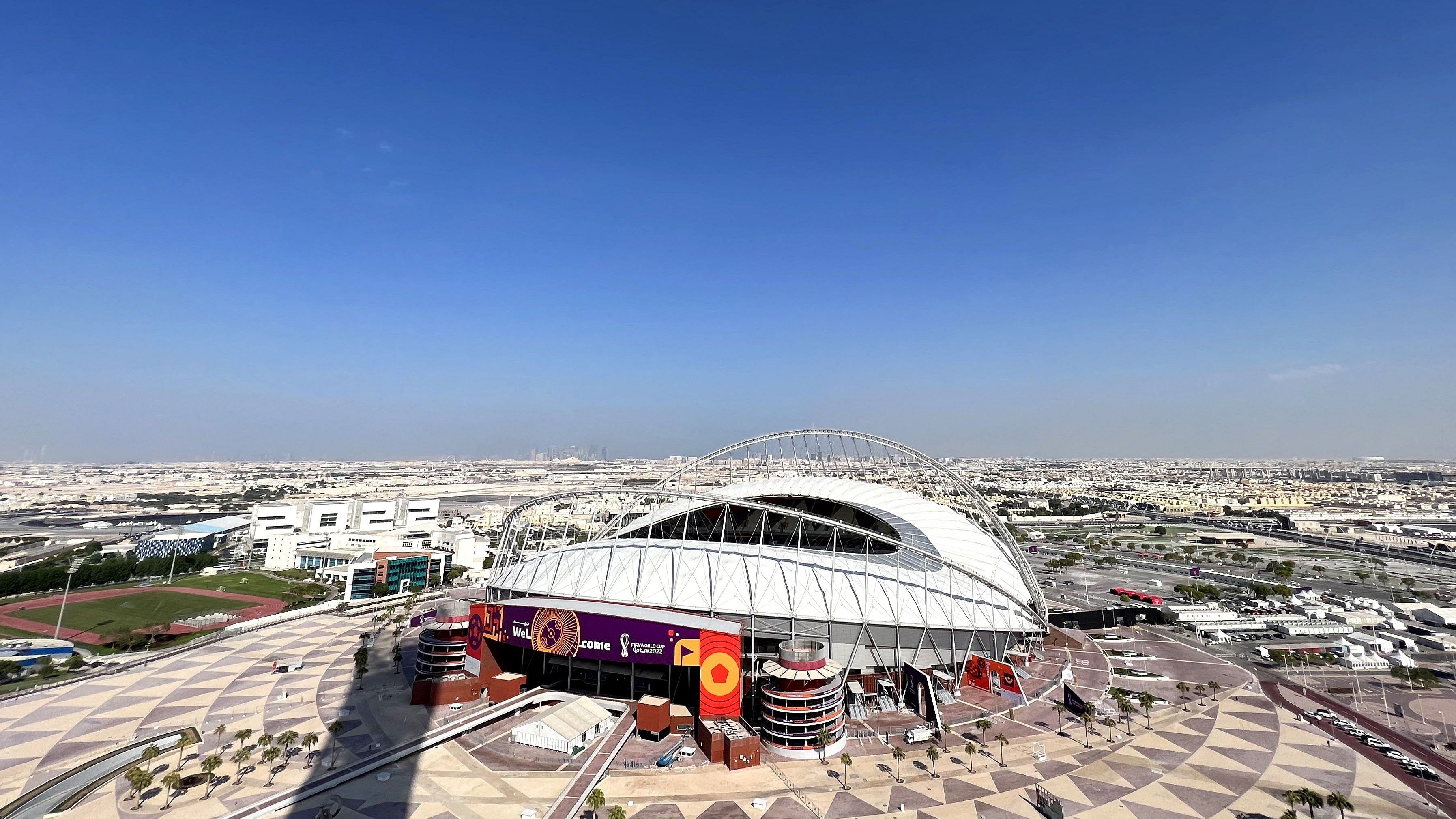 A view shows the Khalifa International Stadium in Doha on October 29, 2022, ahead of the Qatar 2022 FIFA World Cup football tournament. Credit: AFP Photo