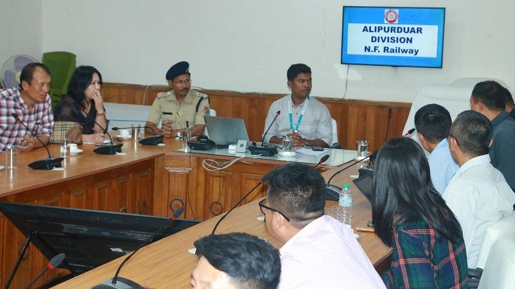 A meeting between a Bhutan delegation and officials of Northeast Frontier Railways on Tuesday. Credit: Northeast Frontier Railways