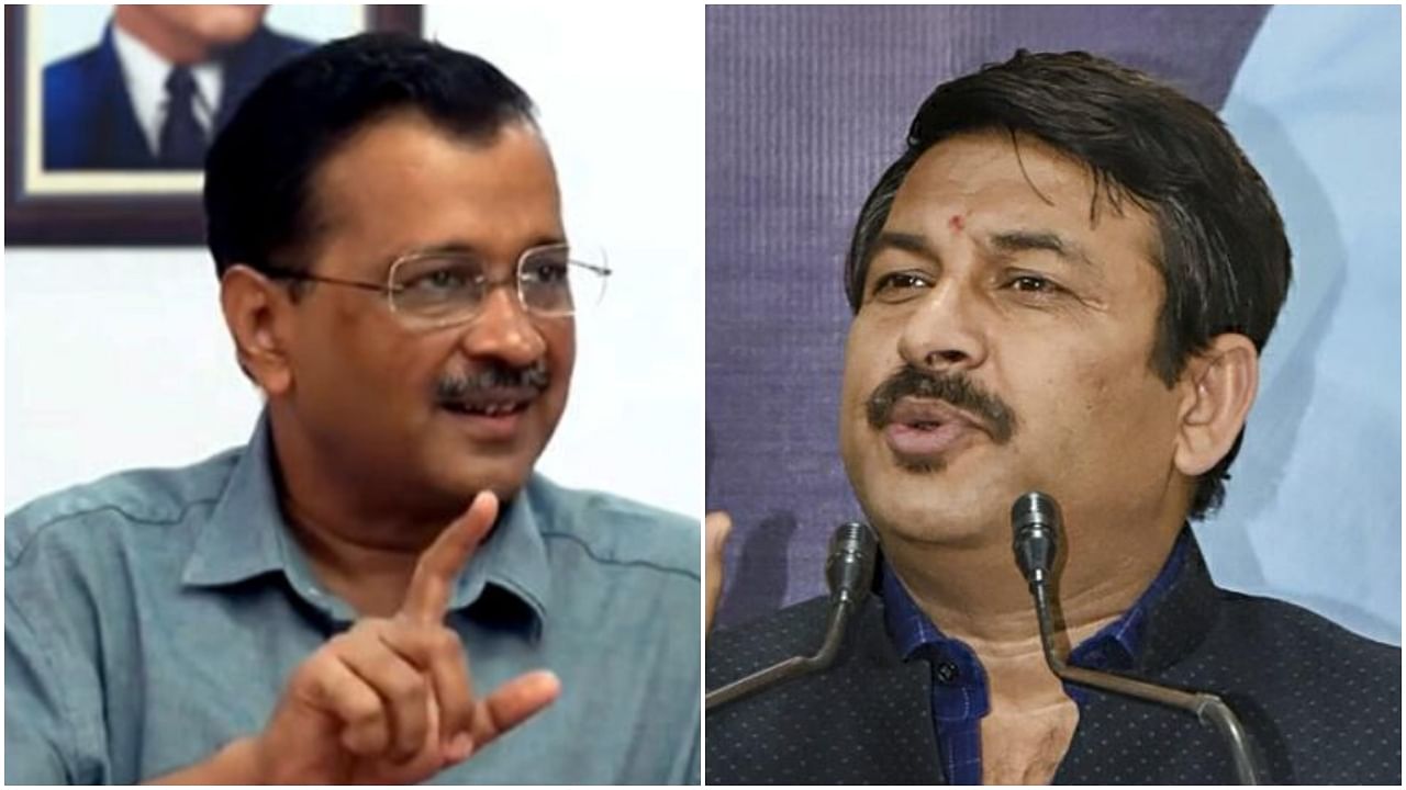 AAP chief Arvind Kejriwal (left) and BJP MP Manoj Tiwari (right). Credit: PTI Photos