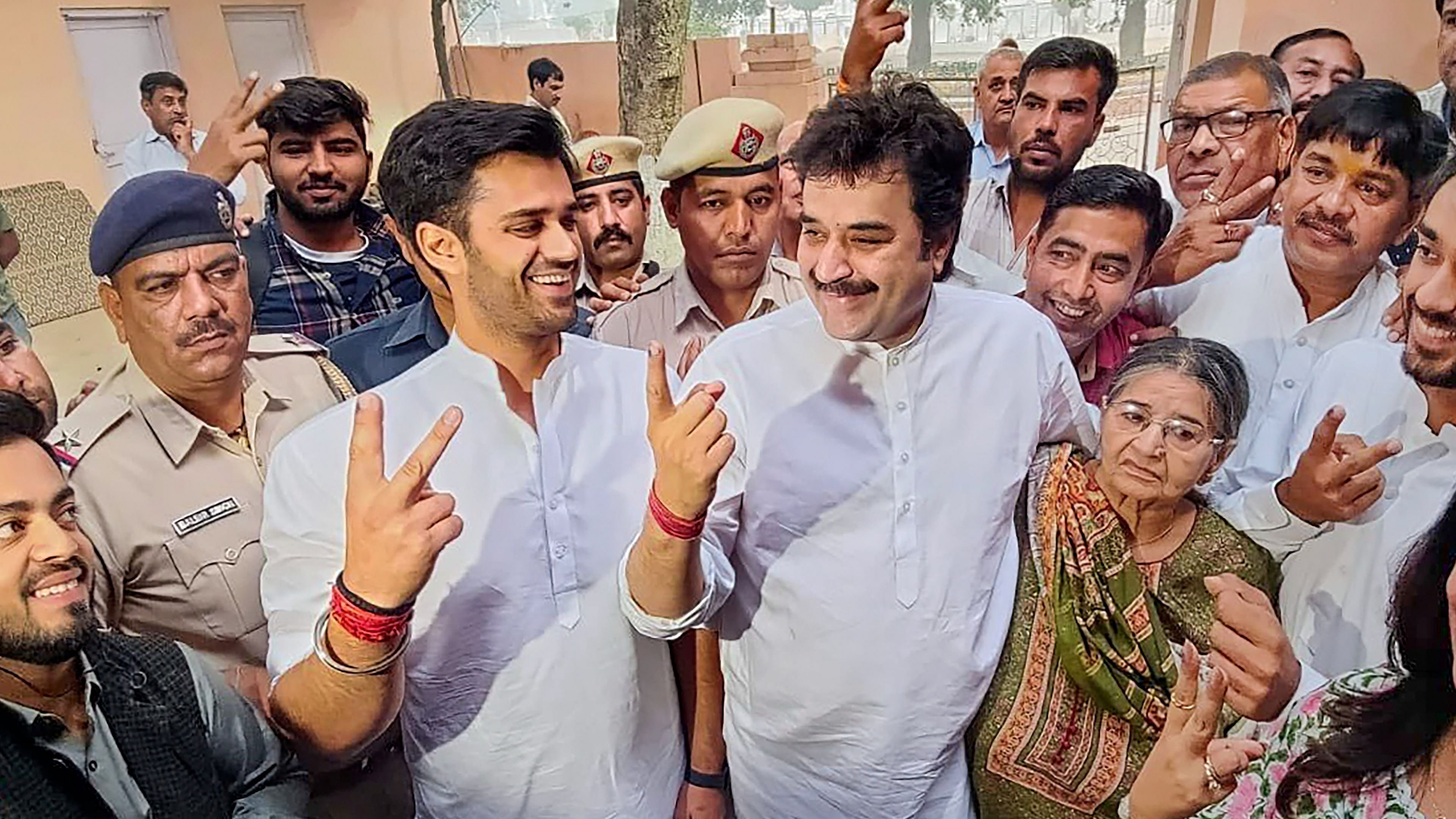 BJP's Bhavya Bishnoi on Sunday won the Adampur assembly segment defeating Prakash by a margin of 15,740 votes.  Credit: PTI Photo