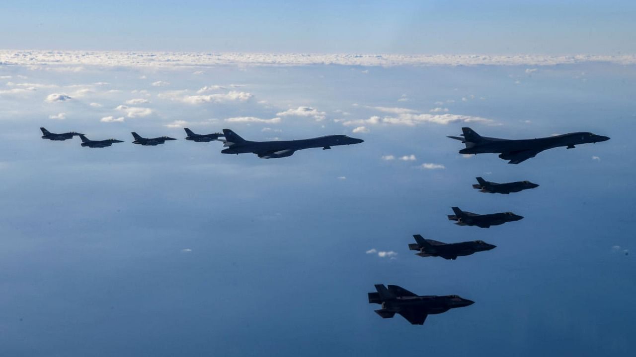 US B-1B bombers take part in a joint air drill Vigilant Storm between South Korea and US. Credit: Reuters photo