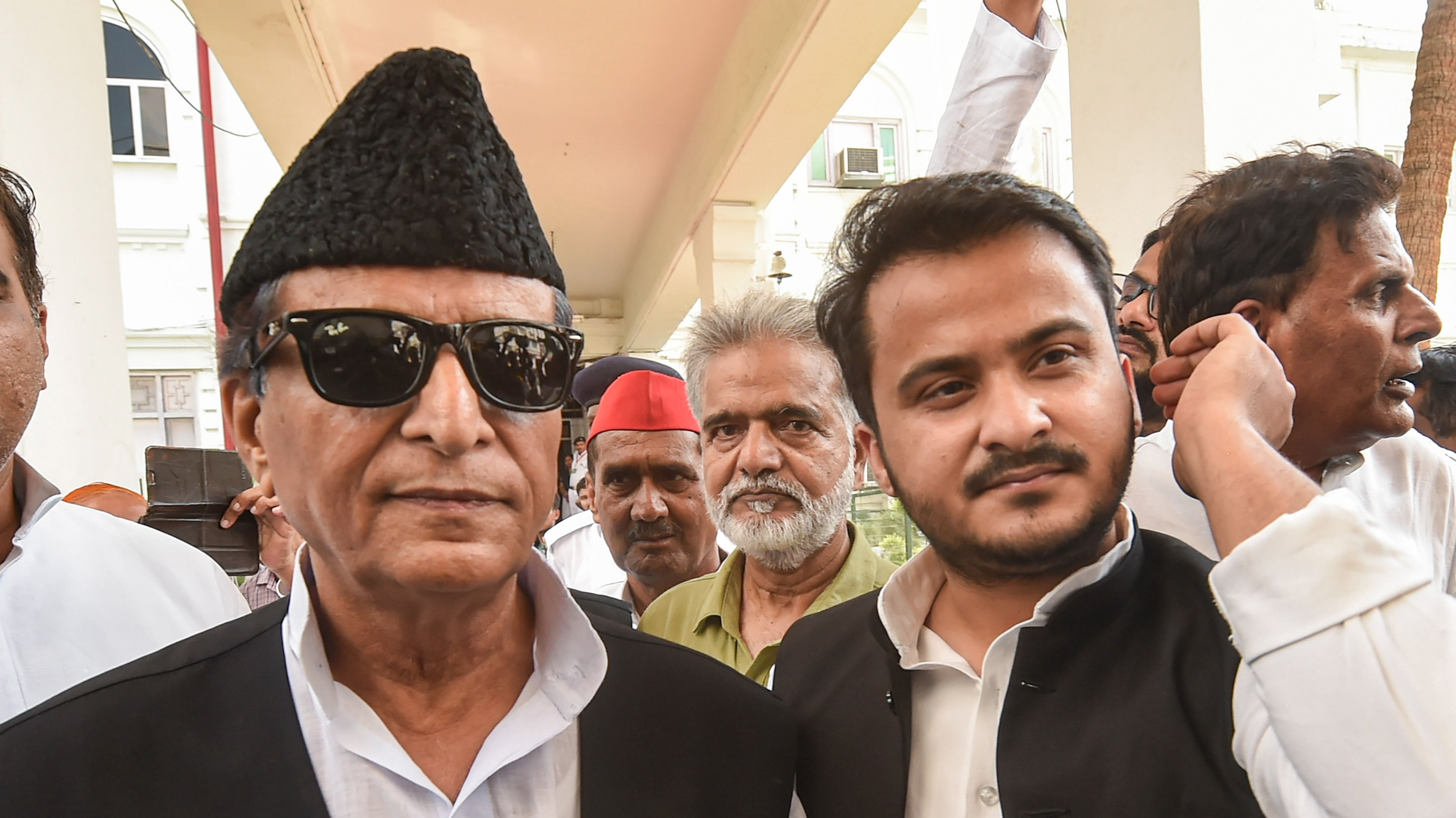 Samajwadi Party MLAs Azam Khan and his son Abdullah Azam Khan. Credit: PTI Photo