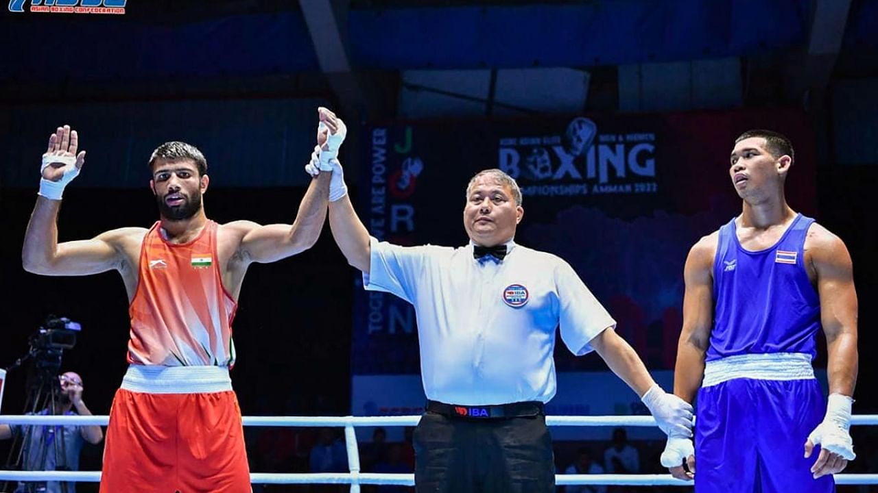 Sumit defeated Thailand’s Borworn Kadamduan 3-2. Credit: PTI Photo