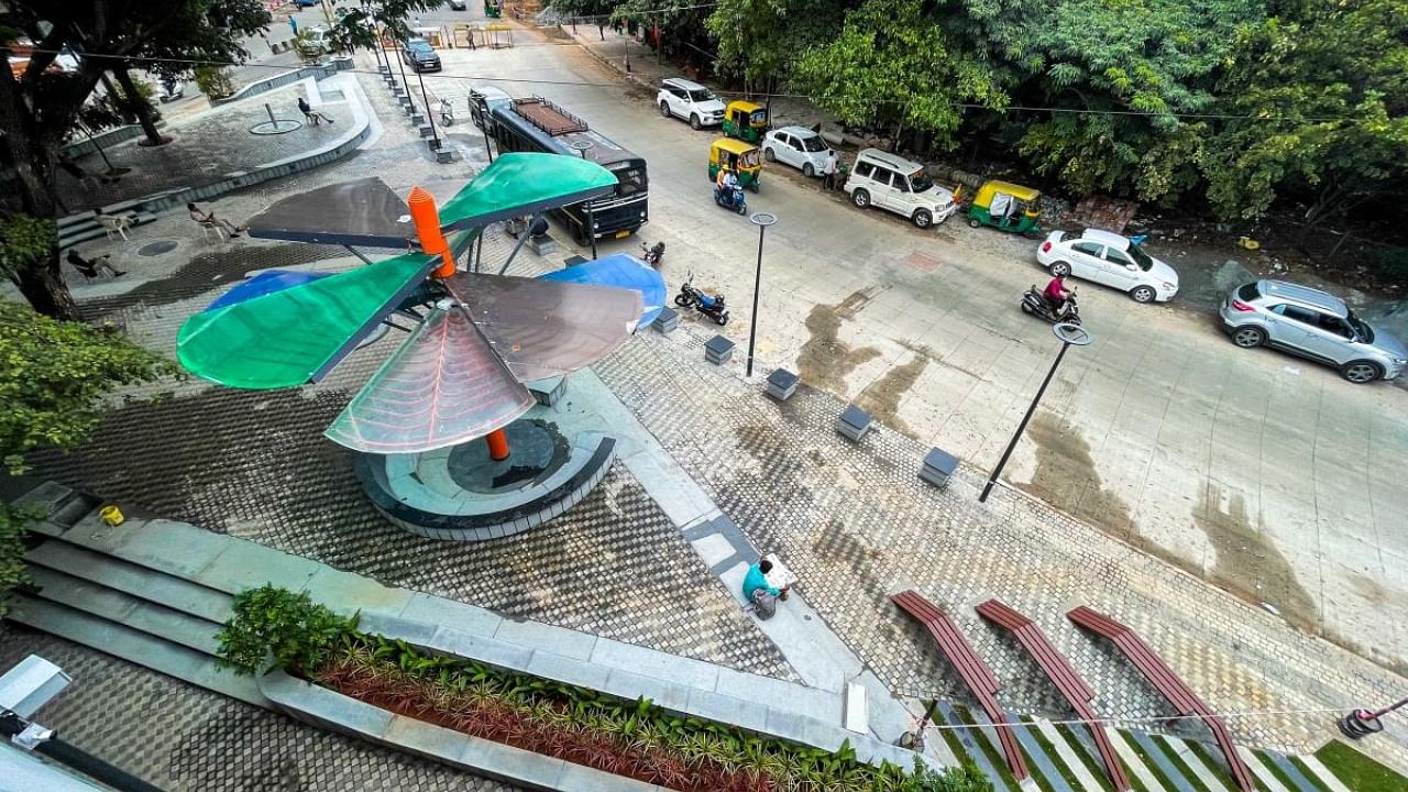 Gandhi Park near Maurya Circle gets a facelift. Credit: DH Photo/Pushkar V