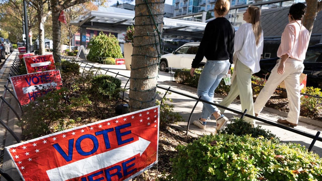 Voting signs for US mid-terms outside a public library in Atlanta, Georgia. Credit: Reuters Photo