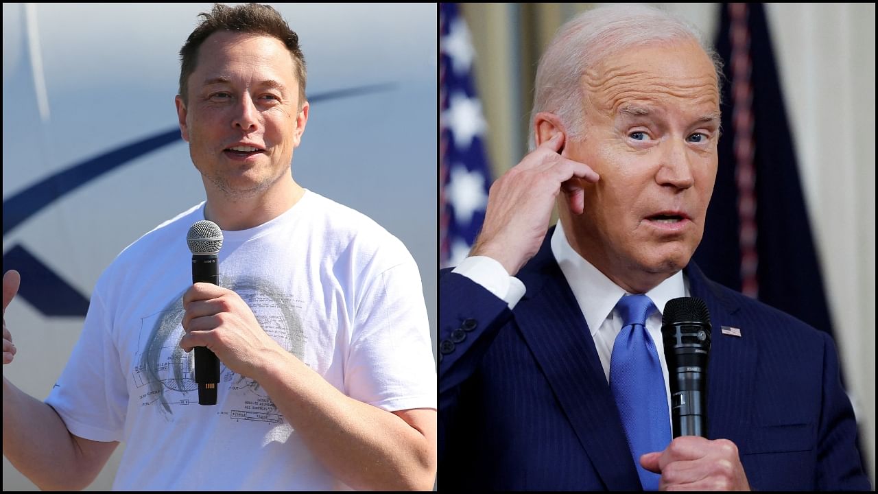 Elon Musk (L) and Joe Biden (R). Credit: Reuters Photos