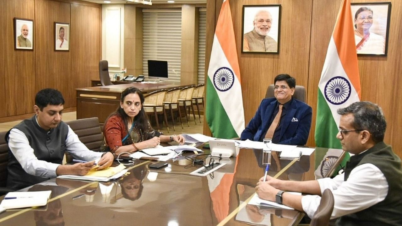 Indian Commerce and Industry Minister Piyush Goyal co-chairing the India-US CEO forum along with US Secretary of Commerce Gina Raimondo. Credit: Twitter/@PiyushGoyal