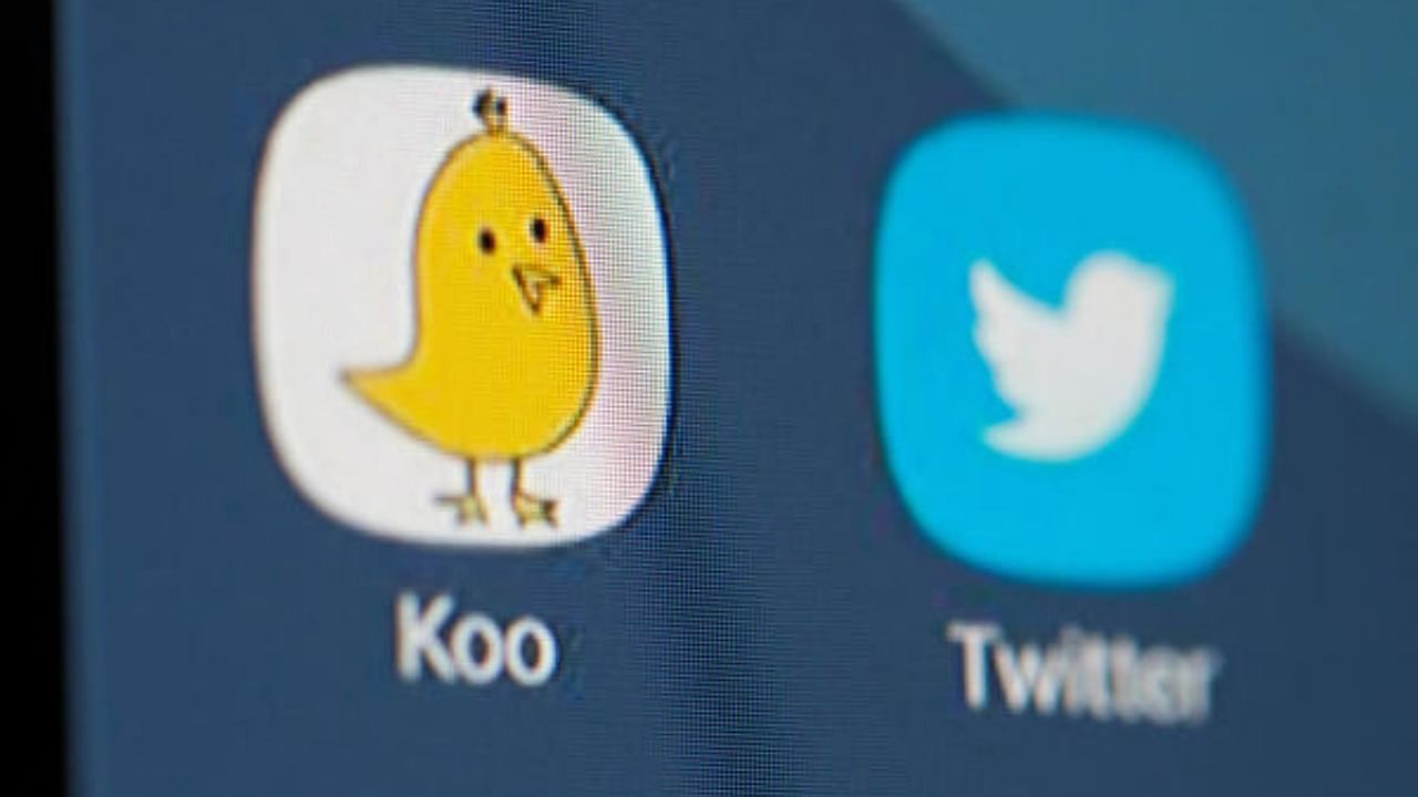 Koo logo next to Twitter's on a smartphone. Credit: Reuters Photo