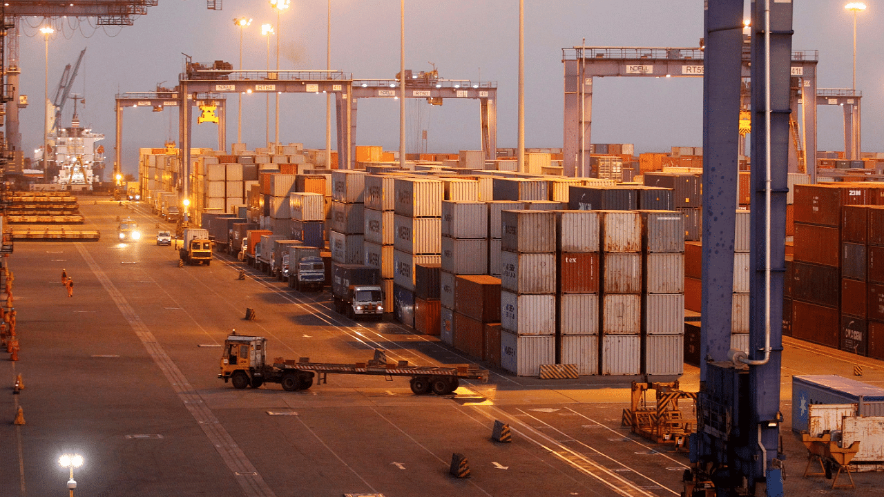 A general view of a container terminal is seen at Mundra Port. Credit: Reuters Photo