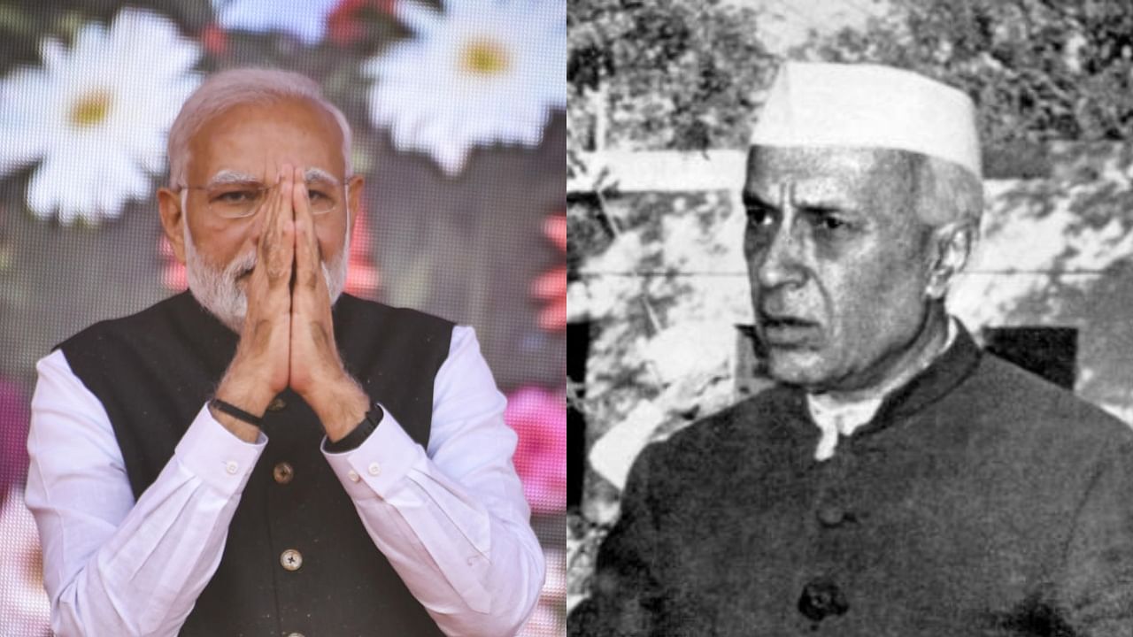 PM Narendra Modi (L) and former PM Jawaharlal Nehru. Photo Credit: PTI & TPML Photo