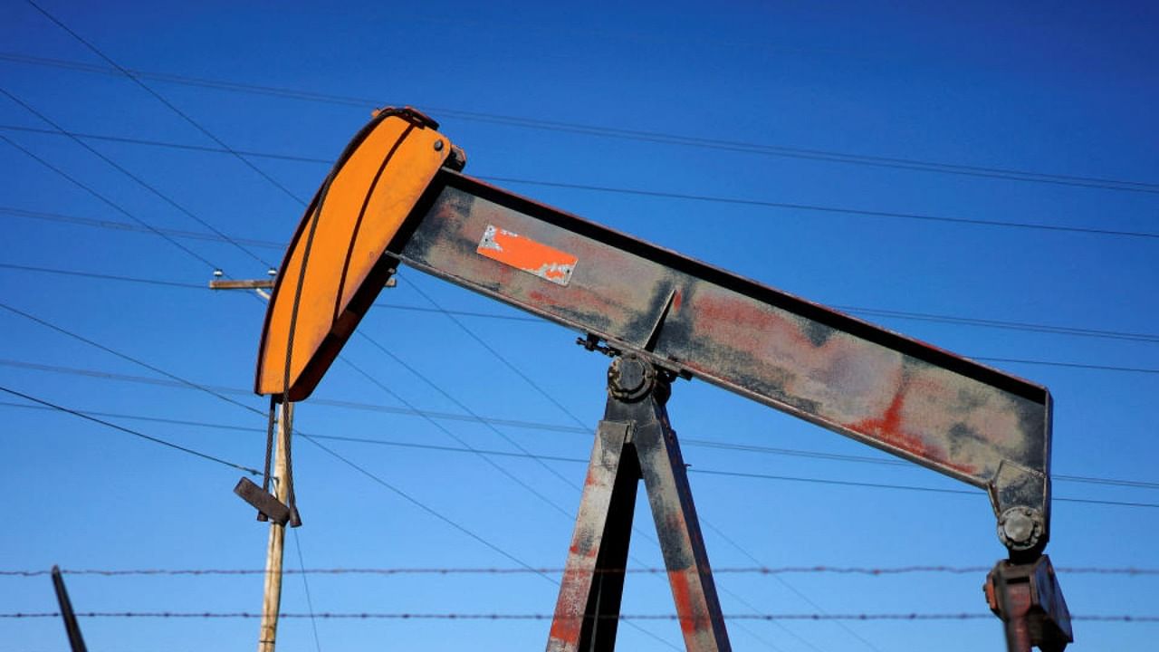 An oil well pump jack is seen at an oil field supply yard near Denver. Credit: Reuters Photo