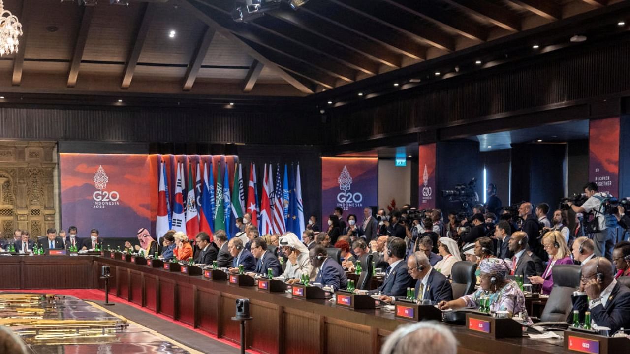 Delegates attend the first session of the G20 summit in Bali, Indonesia. Photo Credit: Reuters Photo