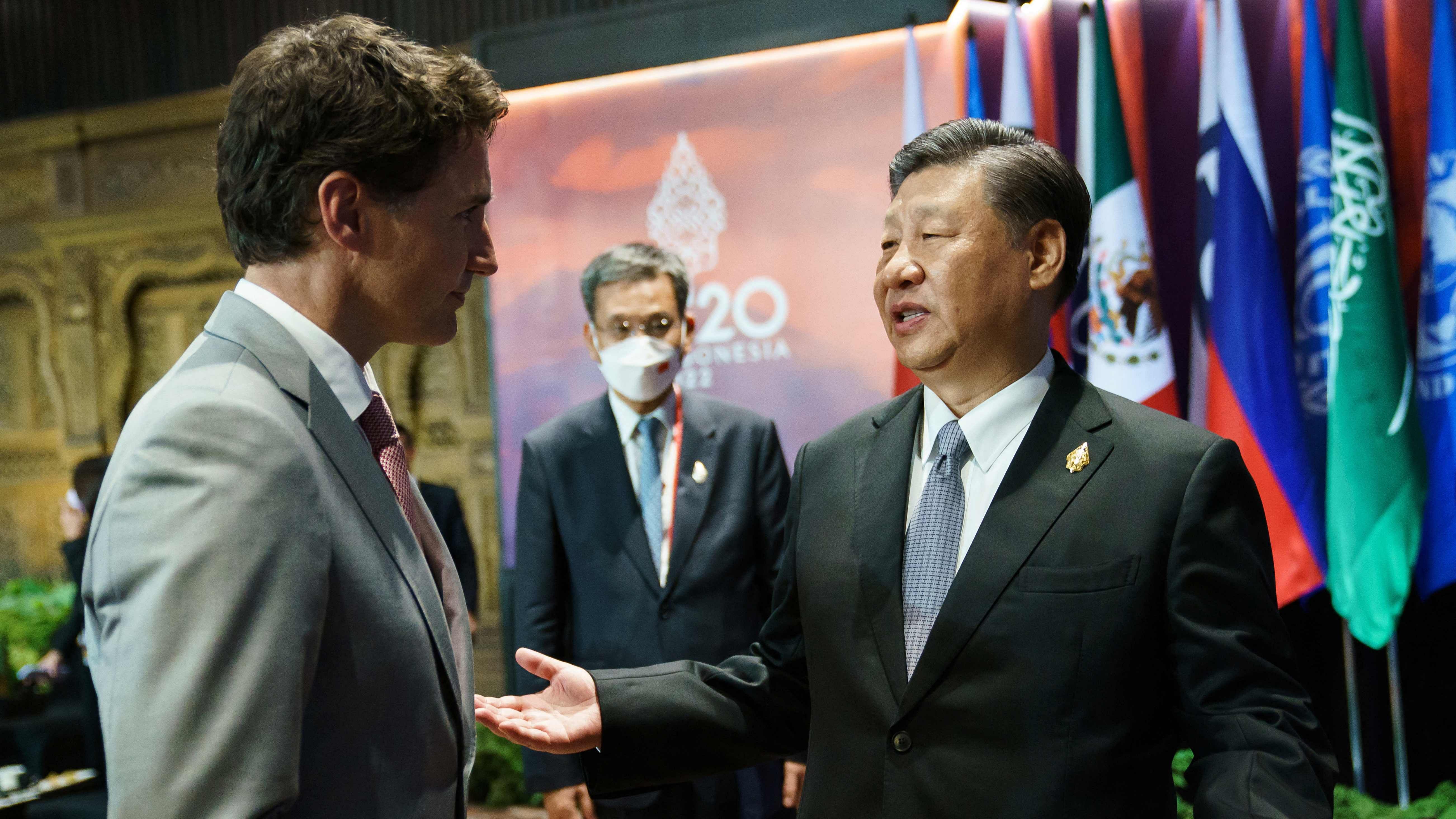 Canada's Prime Minister Justin Trudeau speaks with China's President Xi Jinping at the G20 summit. Credit: Reuters Photo
