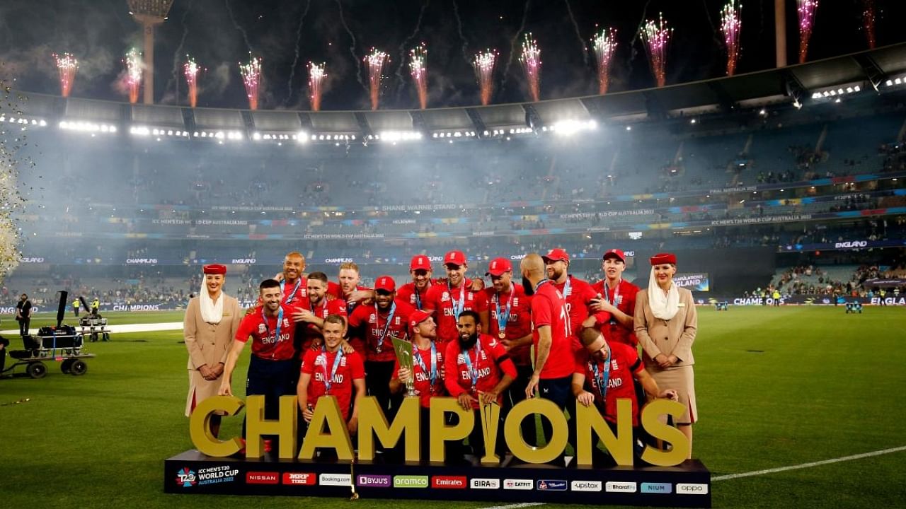 England cricket team after winning the T20 World Cup. Credit: AFP Photo