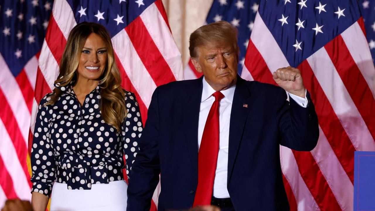 Former US President Donald Trump and Melania Trump at the Mar-a-Lago Club in Palm Beach. Phoot Credit: AFP Photo