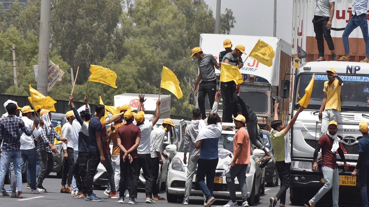 File photo from May 2022 shows members of Ahir community protesting and demanding an Ahir regiment in Army. Credit: PTI Photo